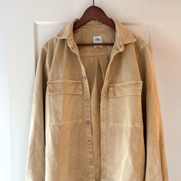 ZARA Men’s Relaxed Fit Overshirt – Tan / Camel – Size L - Picture 4 of 5
